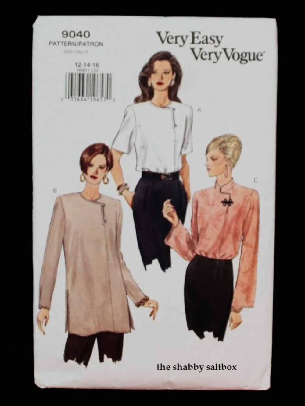 VTG 90s Vogue Tunic Top #9040 Sewing Pattern Asian Minimalism Sz 12 14 16 CUT